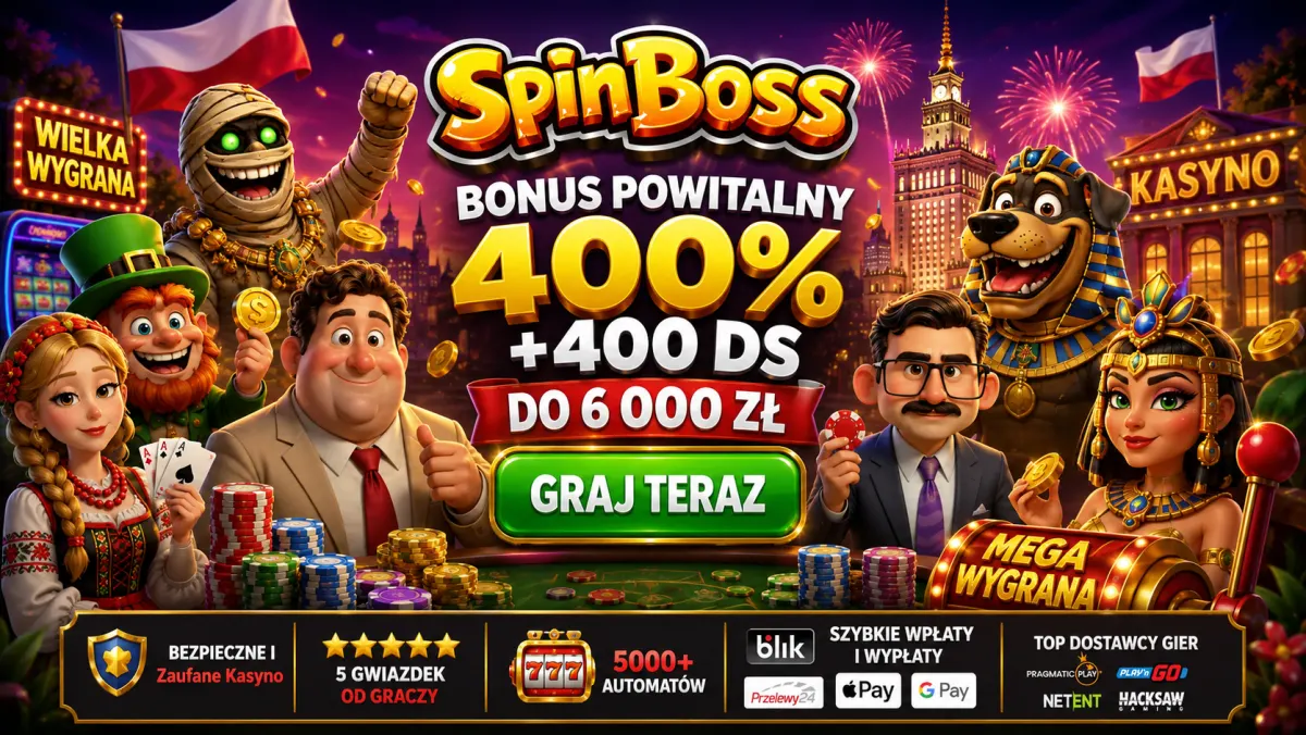 SpinBoss Casino — bonus powitalny 400% do 6 000 zł + 400 darmowych spinów